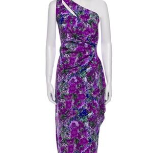 Chiara Boni Purple Floral Asymmetrical Dress